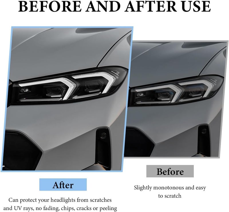MUQIDA Headlight Vinyl Film Sticker Sheet Roll, 47.2"×11.8" Self-Adhesive Tint Vinyl Film for Car Tail Lights Fog Lights, Air-Release Headlight Tint Wrap Film with Squeegee & Cutter (Dark Black) - Image 5